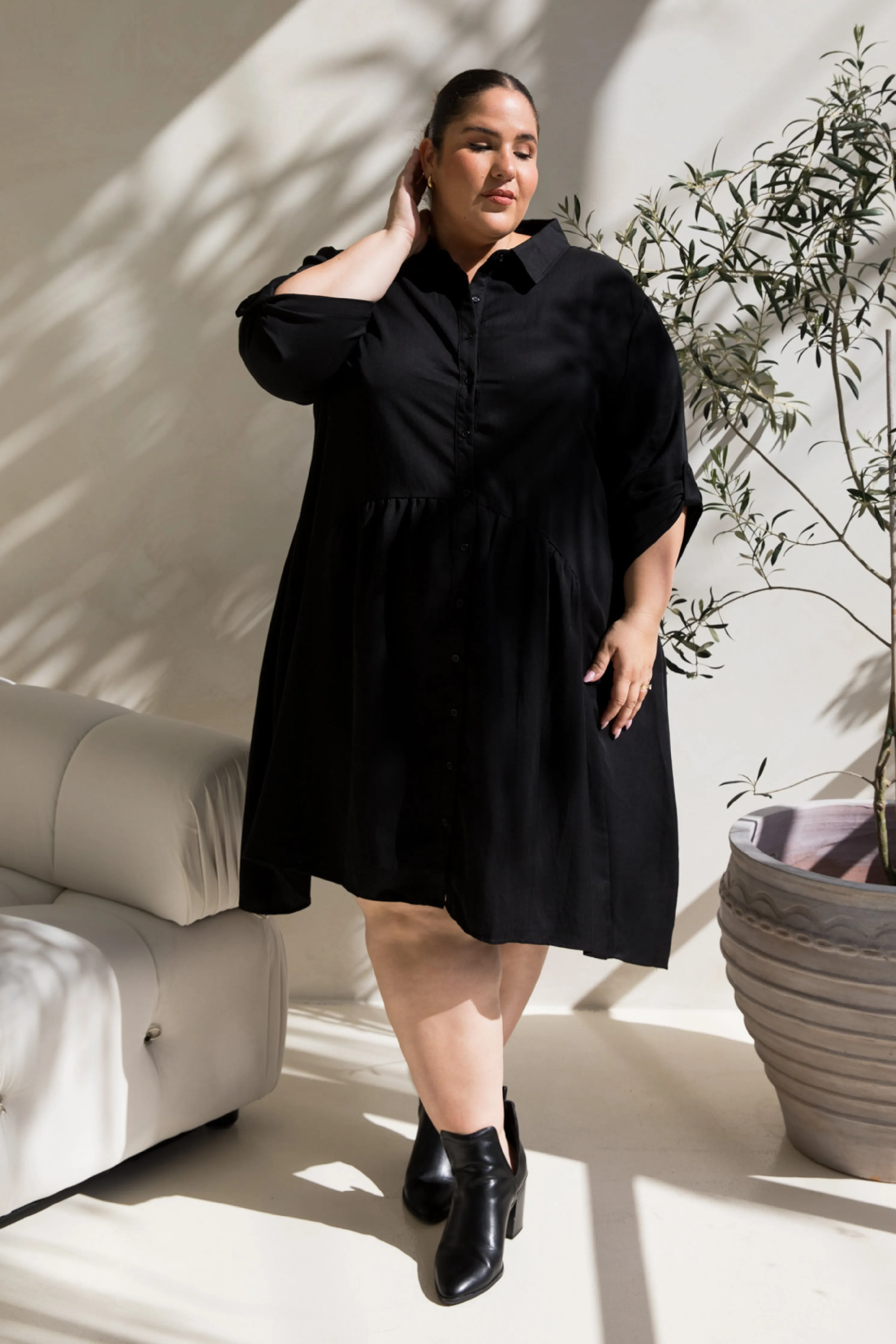 Soho Shirt Dress in Black