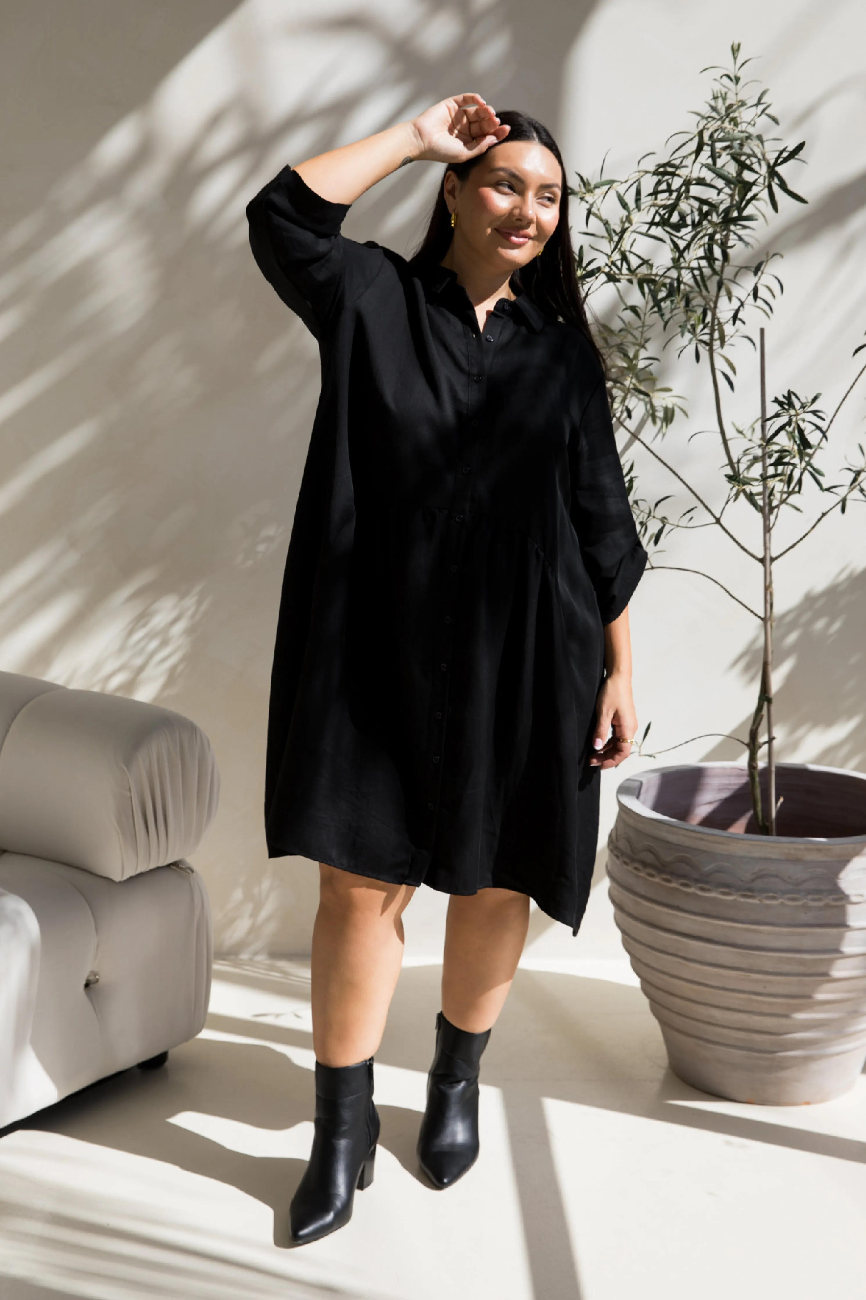 Soho Shirt Dress in Black