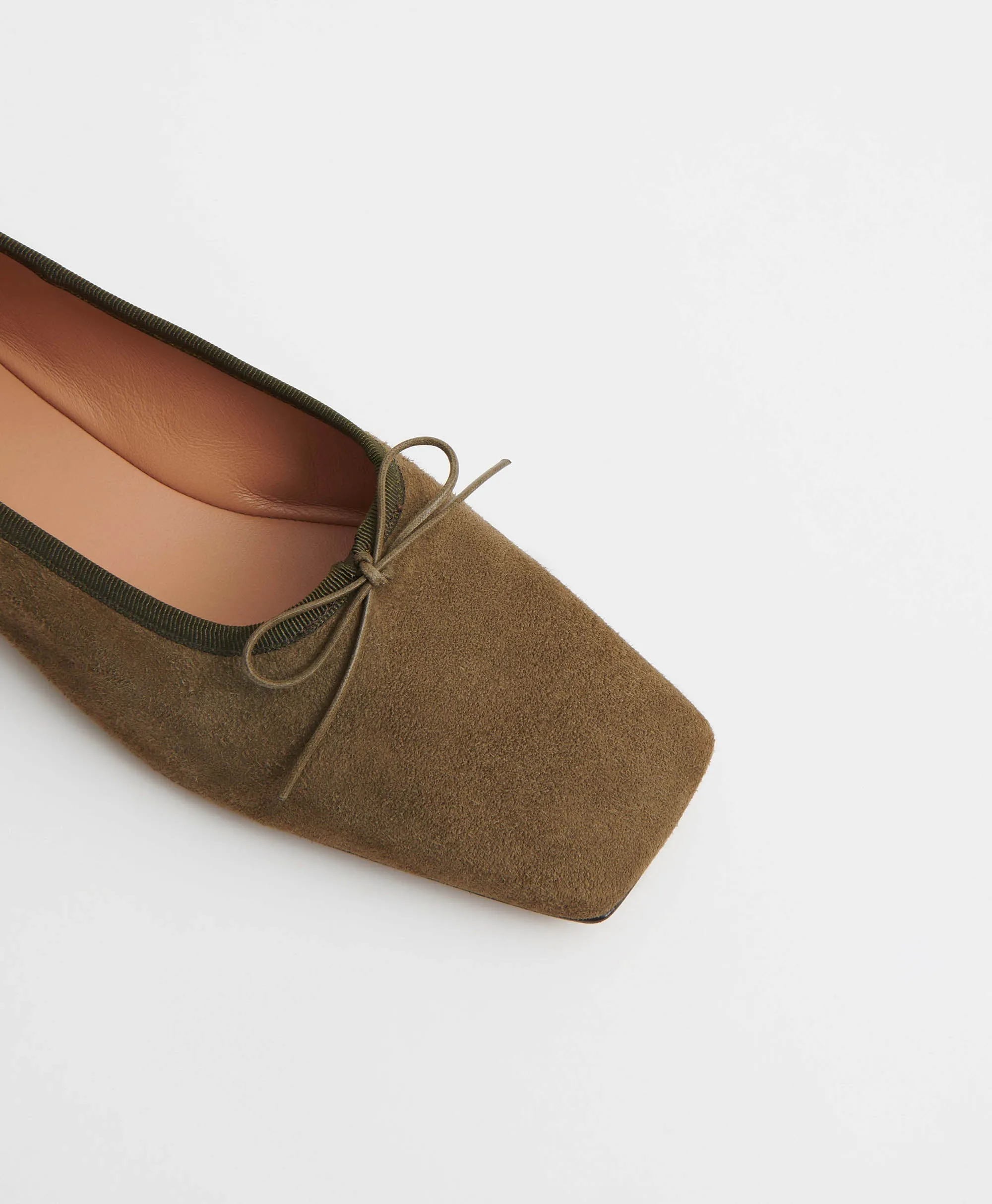 Square Toe Ballerina - Bamboo Suede