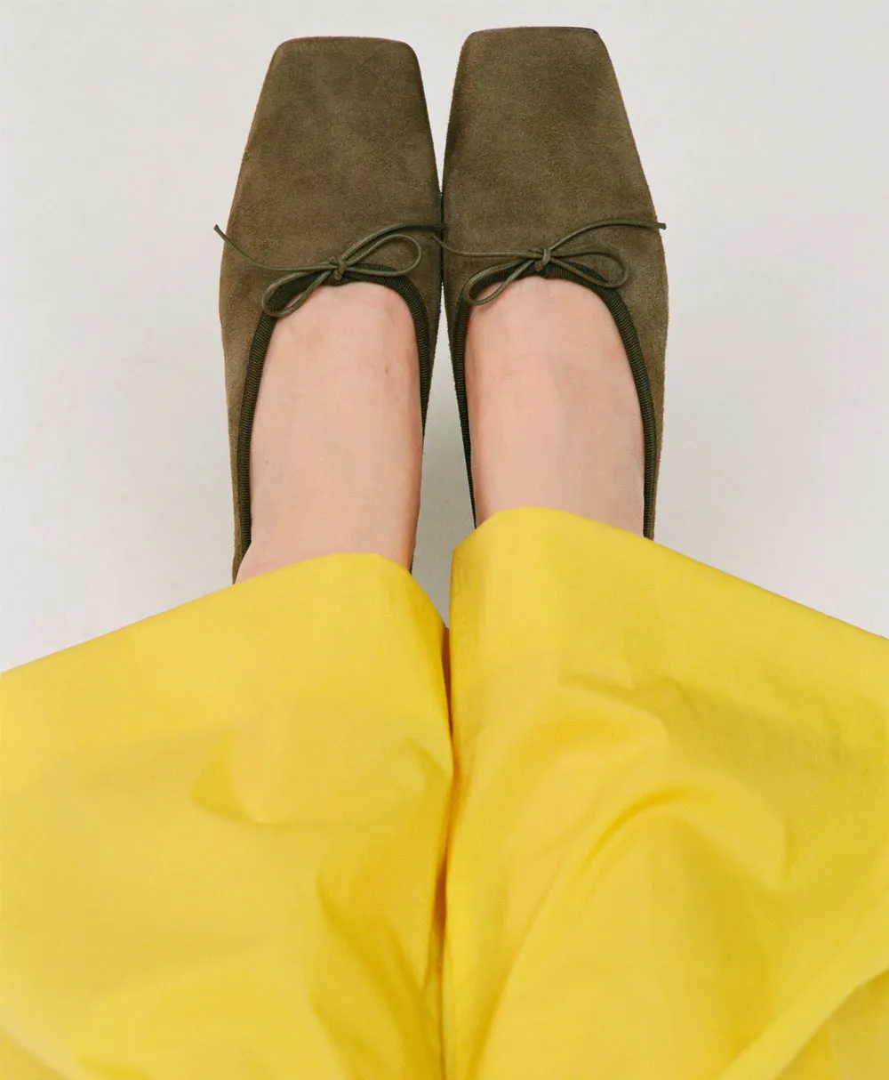 Square Toe Ballerina - Bamboo Suede