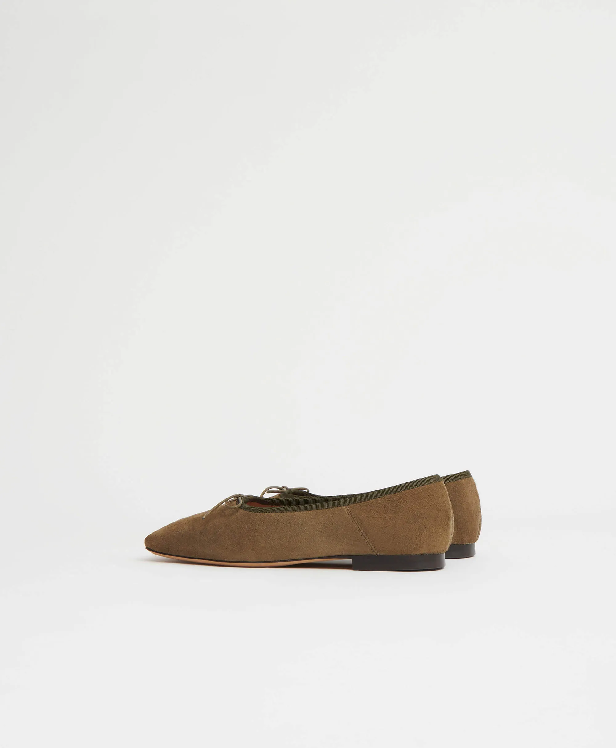 Square Toe Ballerina - Bamboo Suede