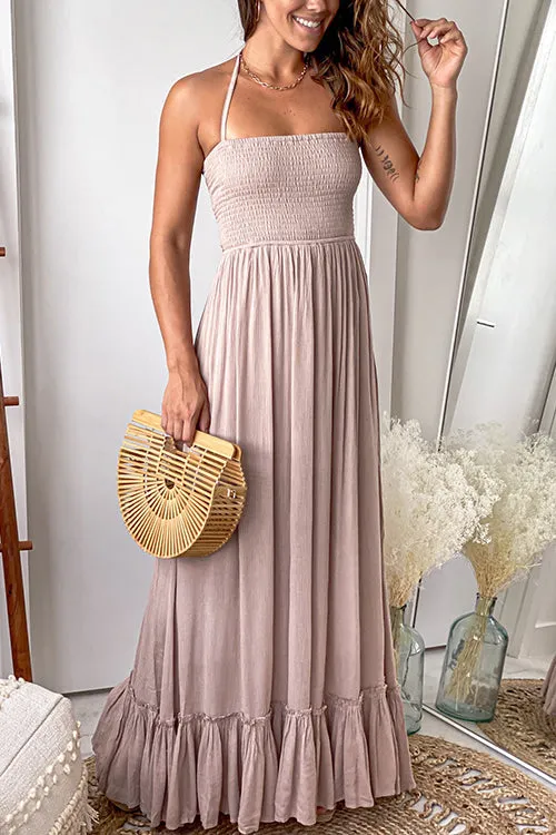 Strappy Back Ruffle Tiered Maxi Dress