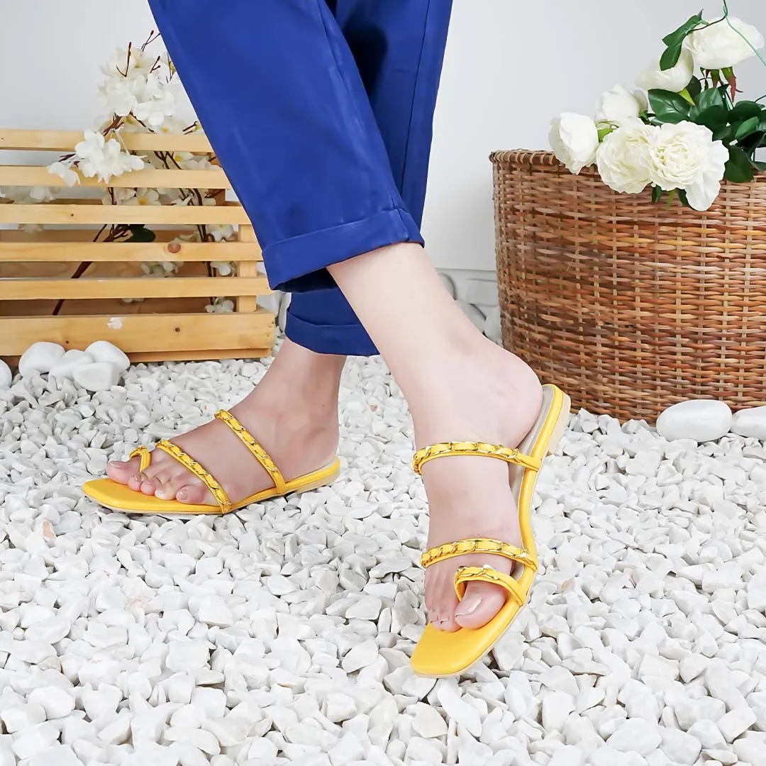 Strappy Chain Flats Yellow