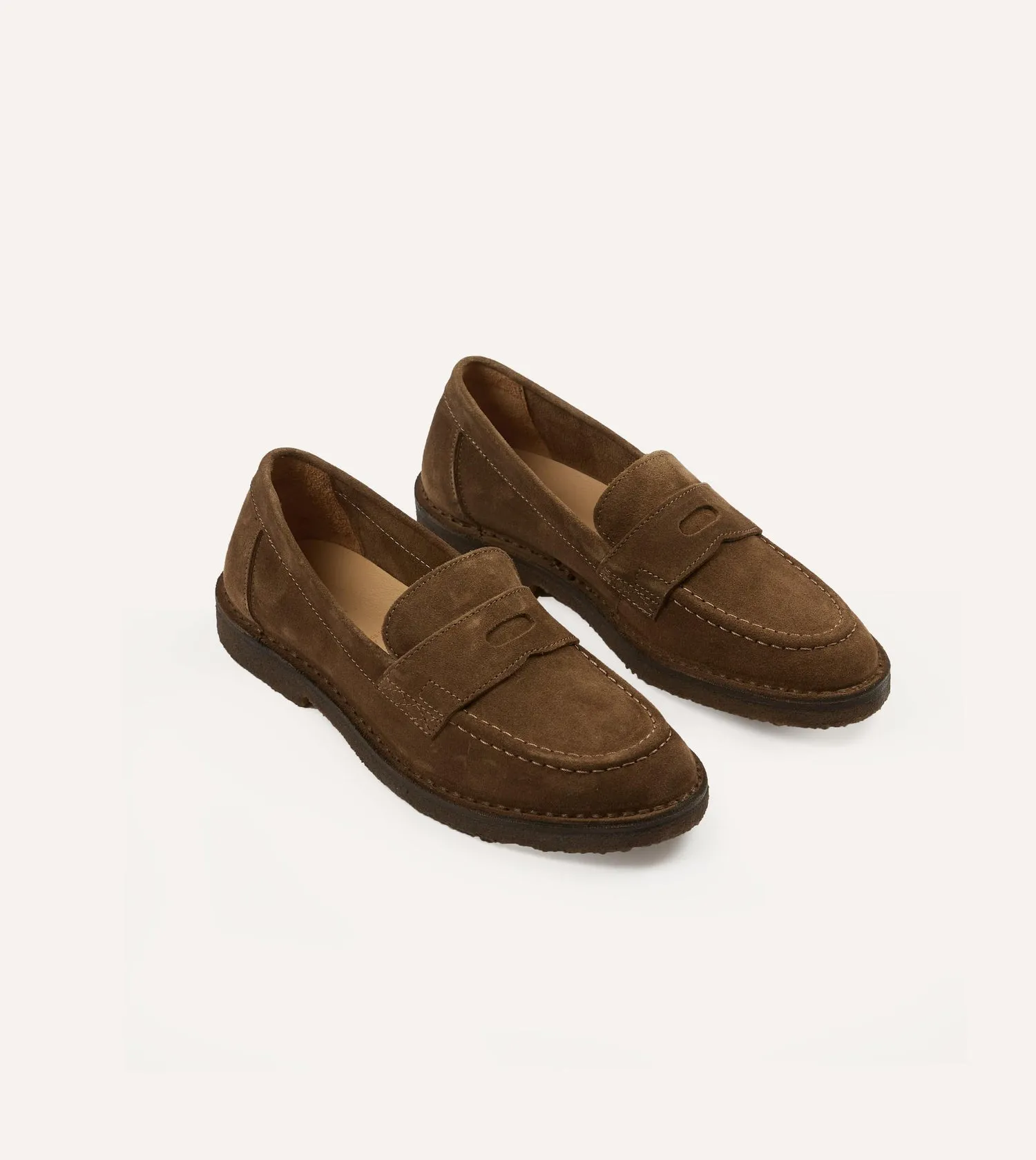 Suede Canal Penny Loafer with Crepe Sole