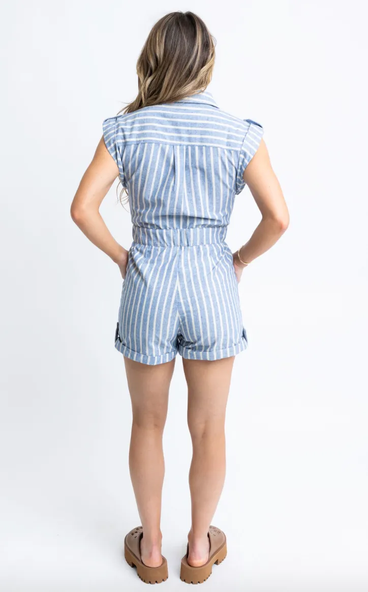 Summer Stripe Chambray Romper