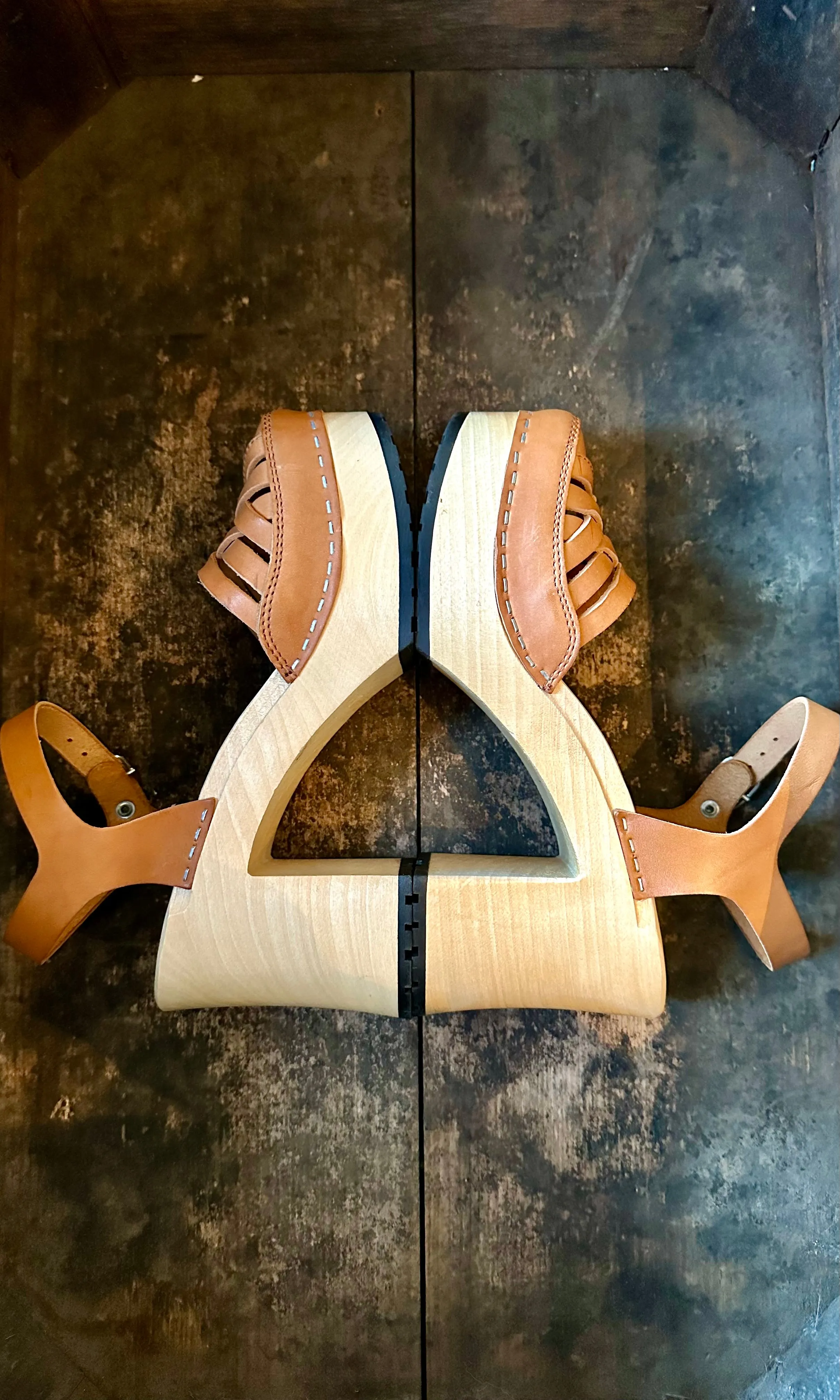 SWEDISH HASBEENS Wood Platforms • Women's Size 7