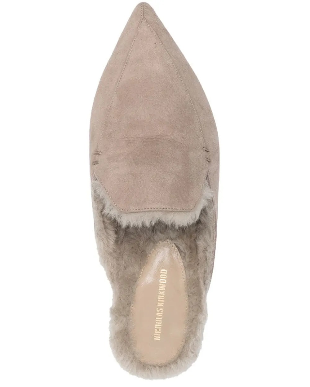 Taupe Beya Flat Mule with Shearling