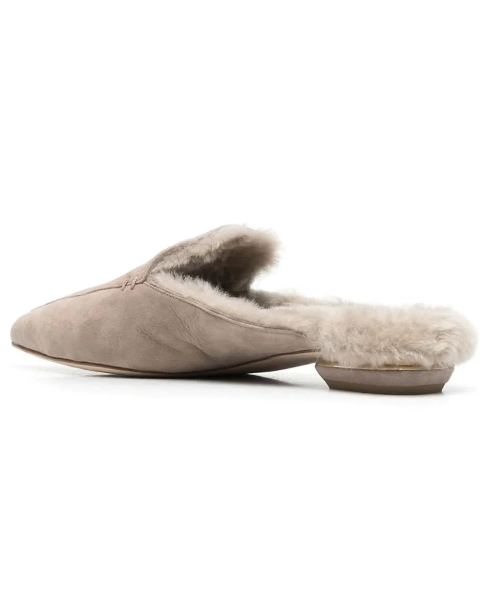 Taupe Beya Flat Mule with Shearling