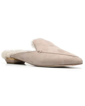 Taupe Beya Flat Mule with Shearling