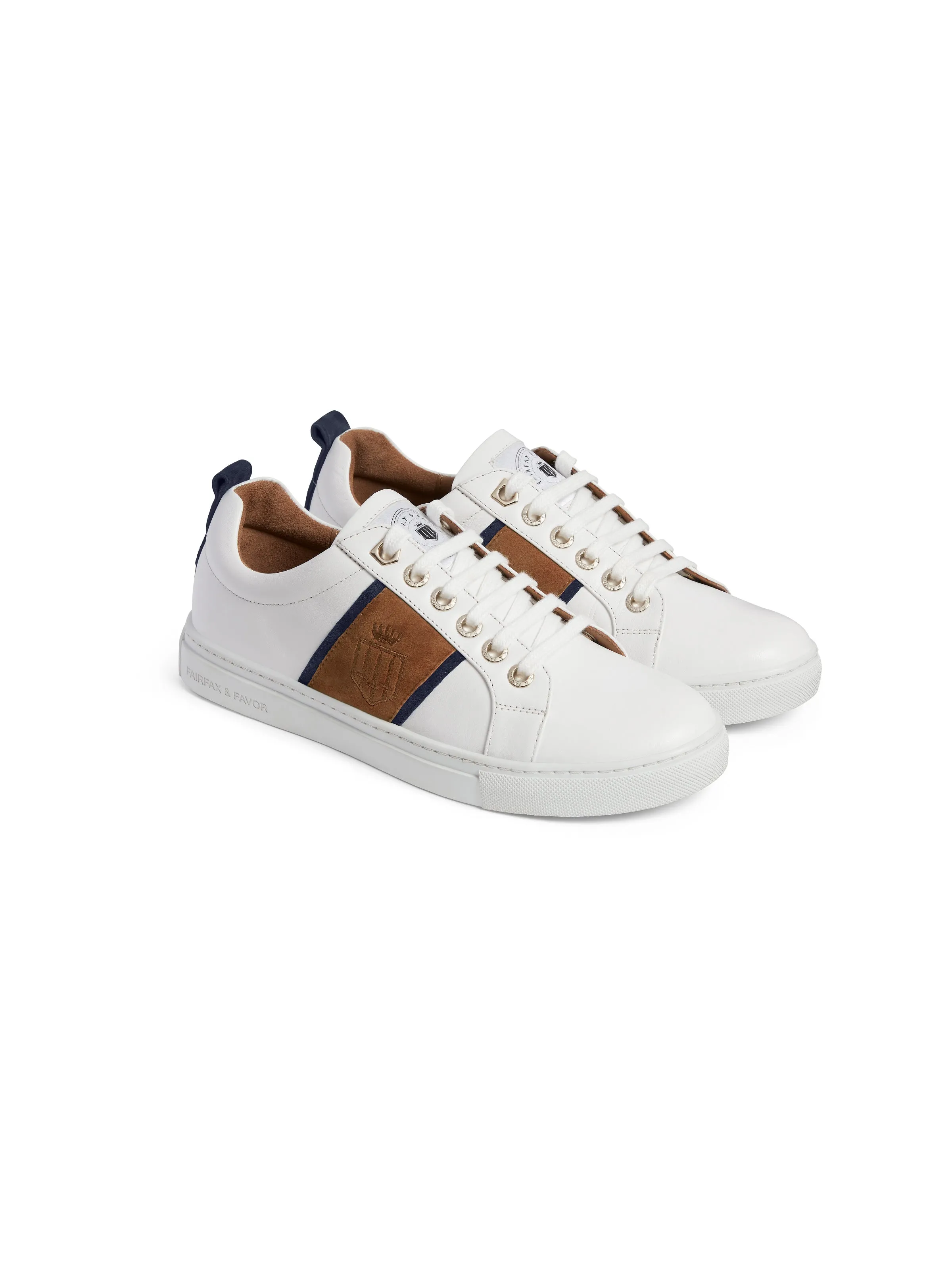 The Cannes Sneaker - White - Tan & Navy