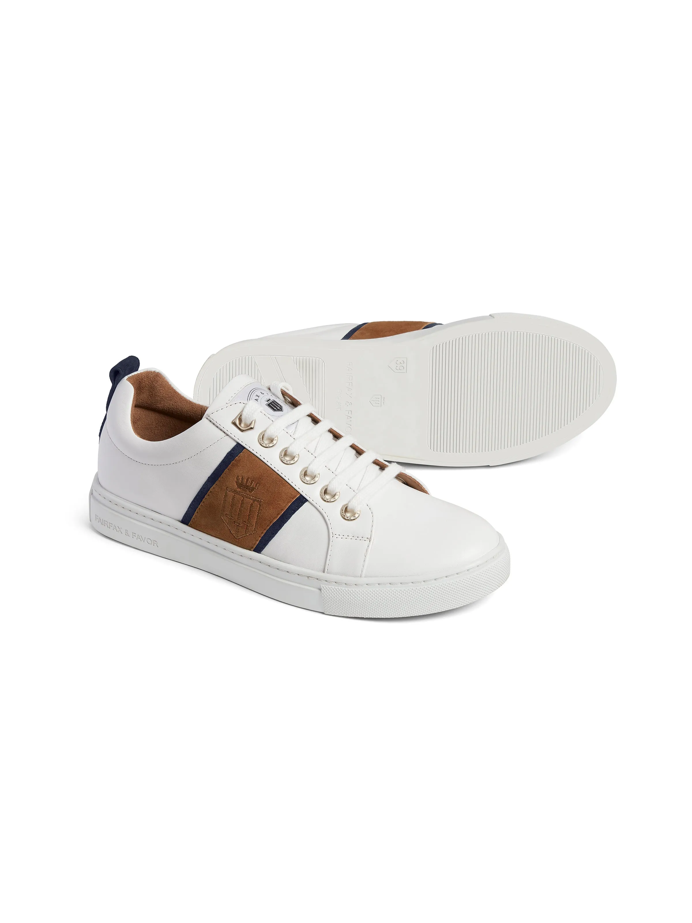 The Cannes Sneaker - White - Tan & Navy