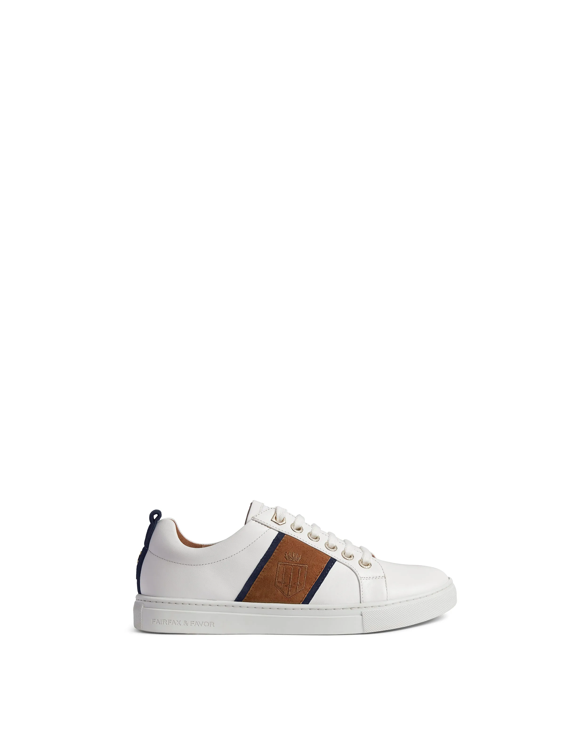 The Cannes Sneaker - White - Tan & Navy