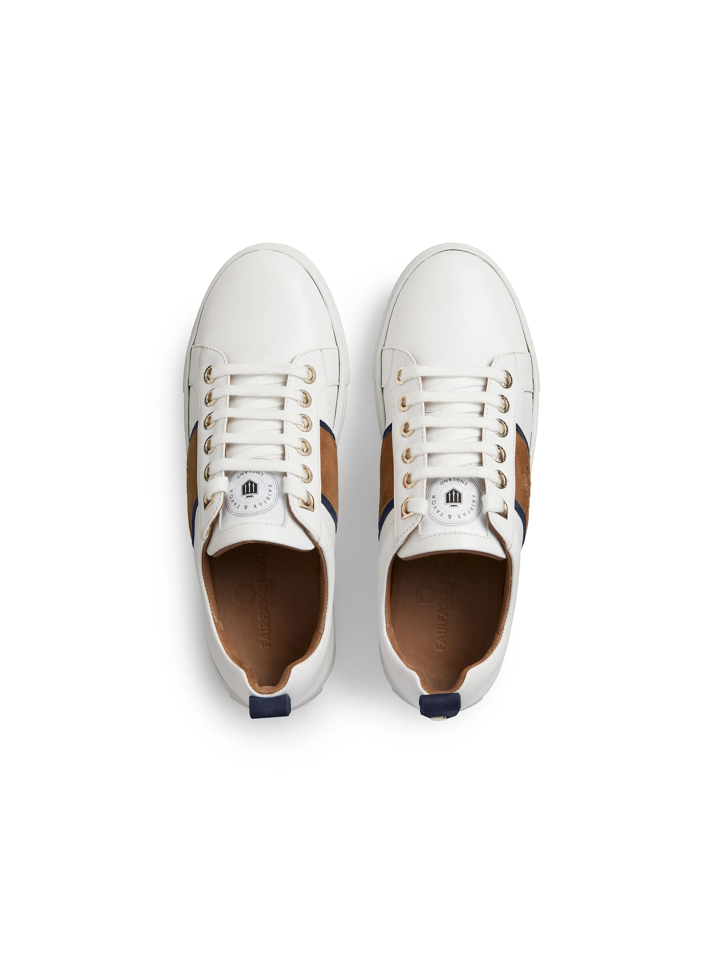 The Cannes Sneaker - White - Tan & Navy