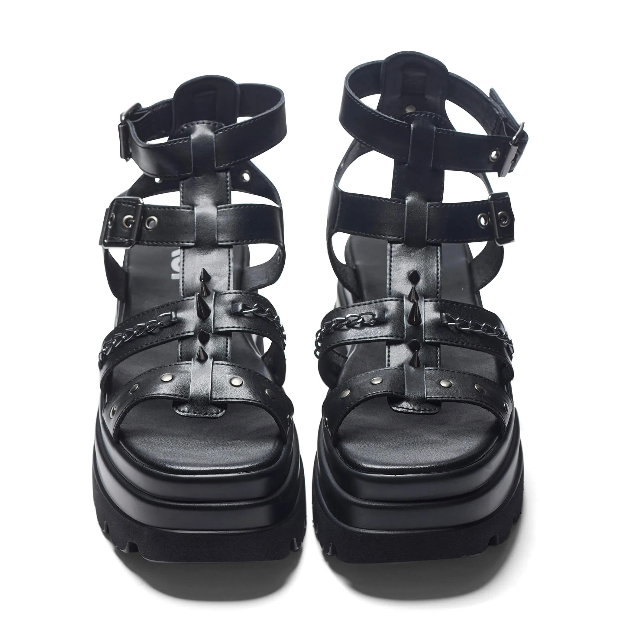 The Divine Destruction Spiked Chunky Sandals - Black