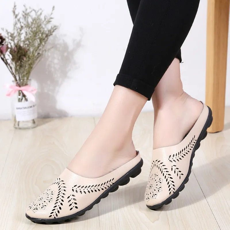 Toleet Sneakers Woman Casual Shoes 2023 Round Toe Women Flats Hollow Shoes Summer Slip-On Loafers Female Solid Colors Shoes Plus Size