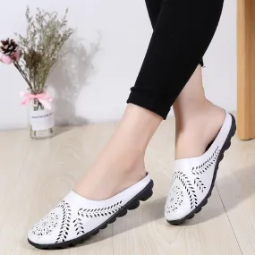 Toleet Sneakers Woman Casual Shoes 2023 Round Toe Women Flats Hollow Shoes Summer Slip-On Loafers Female Solid Colors Shoes Plus Size