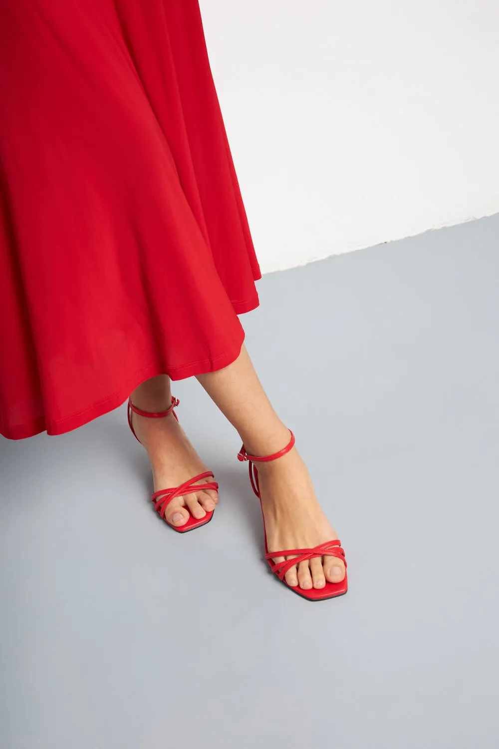 Uma Sandals in Red Leather