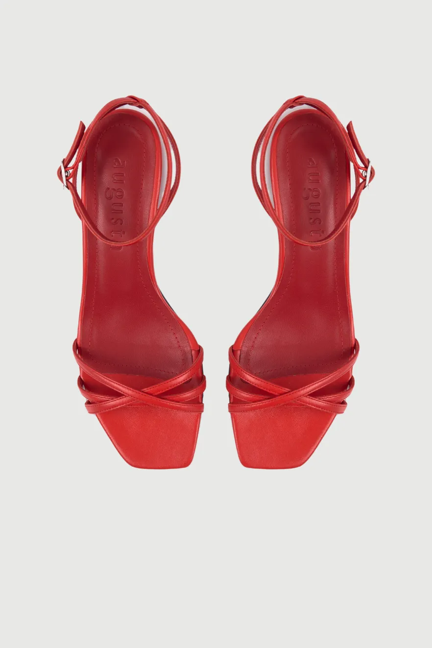 Uma Sandals in Red Leather