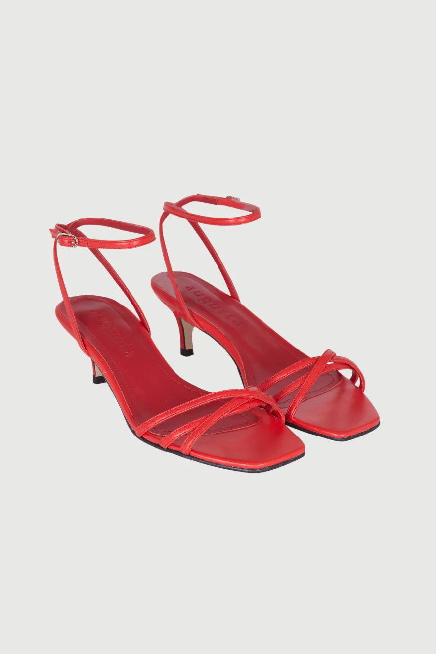 Uma Sandals in Red Leather