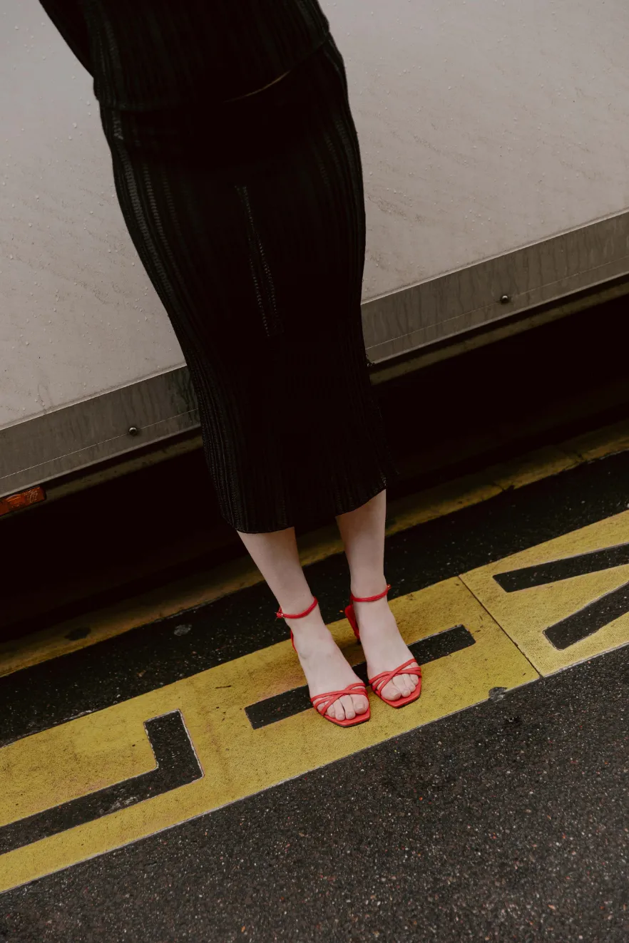 Uma Sandals in Red Leather