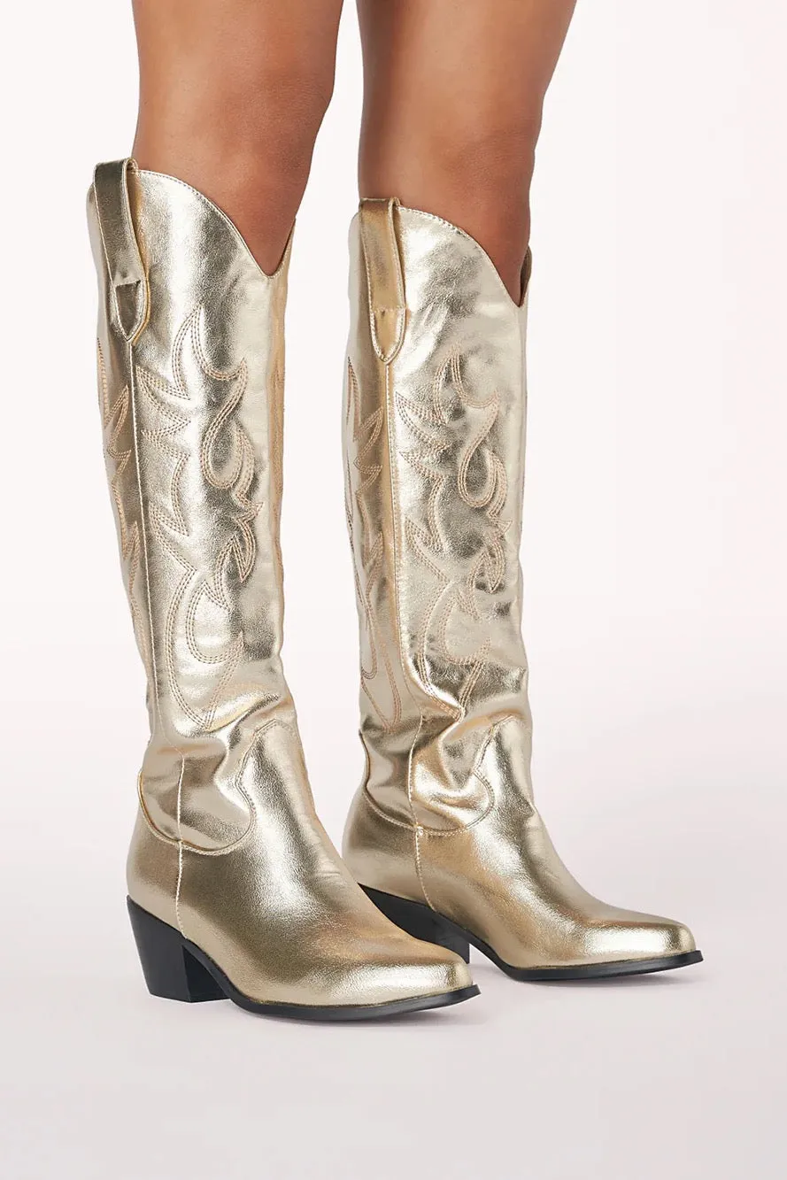 Urson Western Boot ~ Gold Metallic