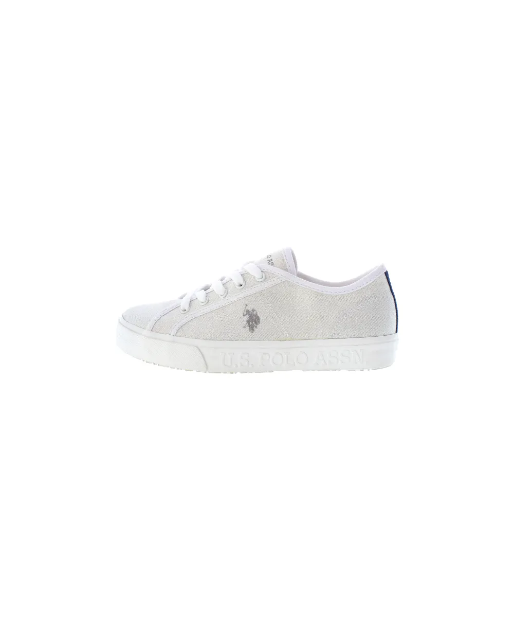 US POLO WOMENS LUREX CANVAS TRAINERS WITH RUBBER OUTSOLE