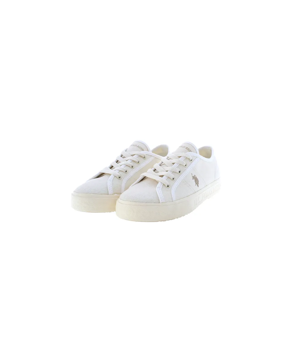 US POLO WOMENS LUREX CANVAS TRAINERS WITH RUBBER OUTSOLE