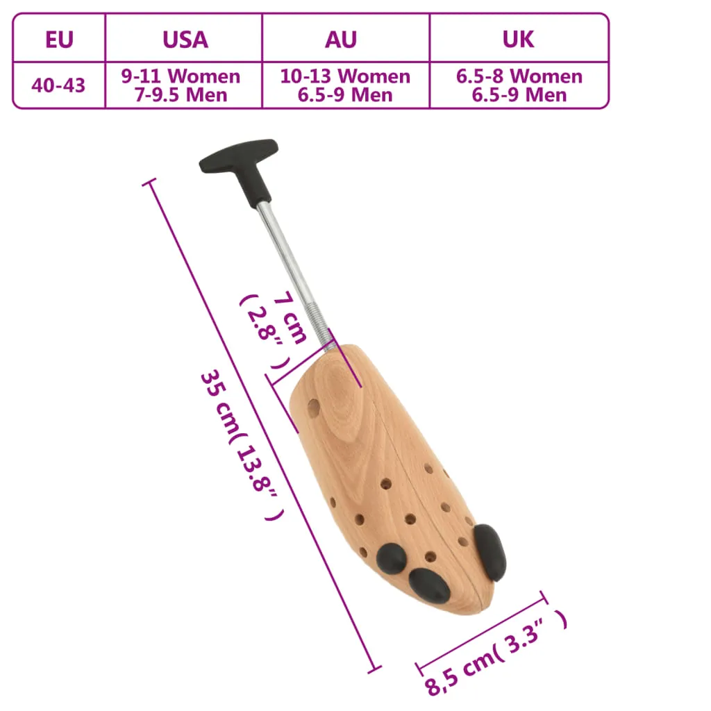 vidaXL Shoe Stretcher EU 40-43 Solid Wood Beech