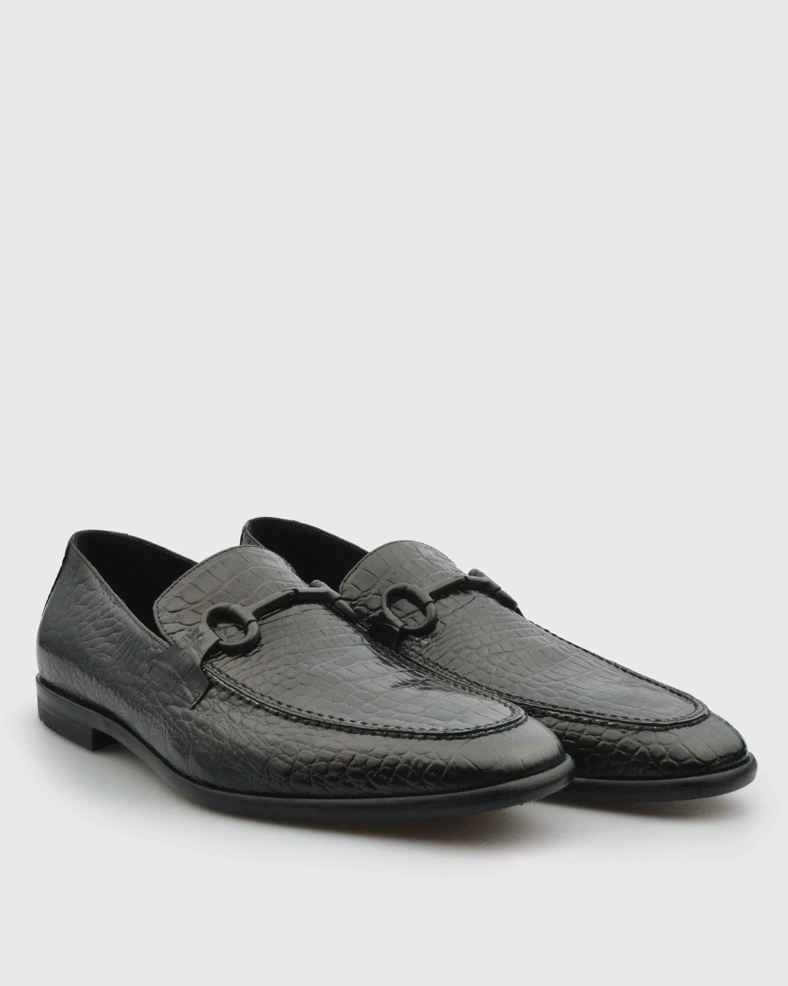 VINCENT & FRANKS W24CROC BLACK CROCODILE LOAFER