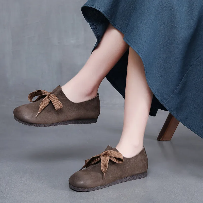 Vintage Handmade Leather Soft Flats Round Toe Slip-On Footwear