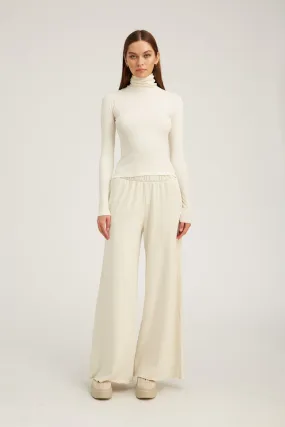 Vintage White Knit Wide Leg Pants