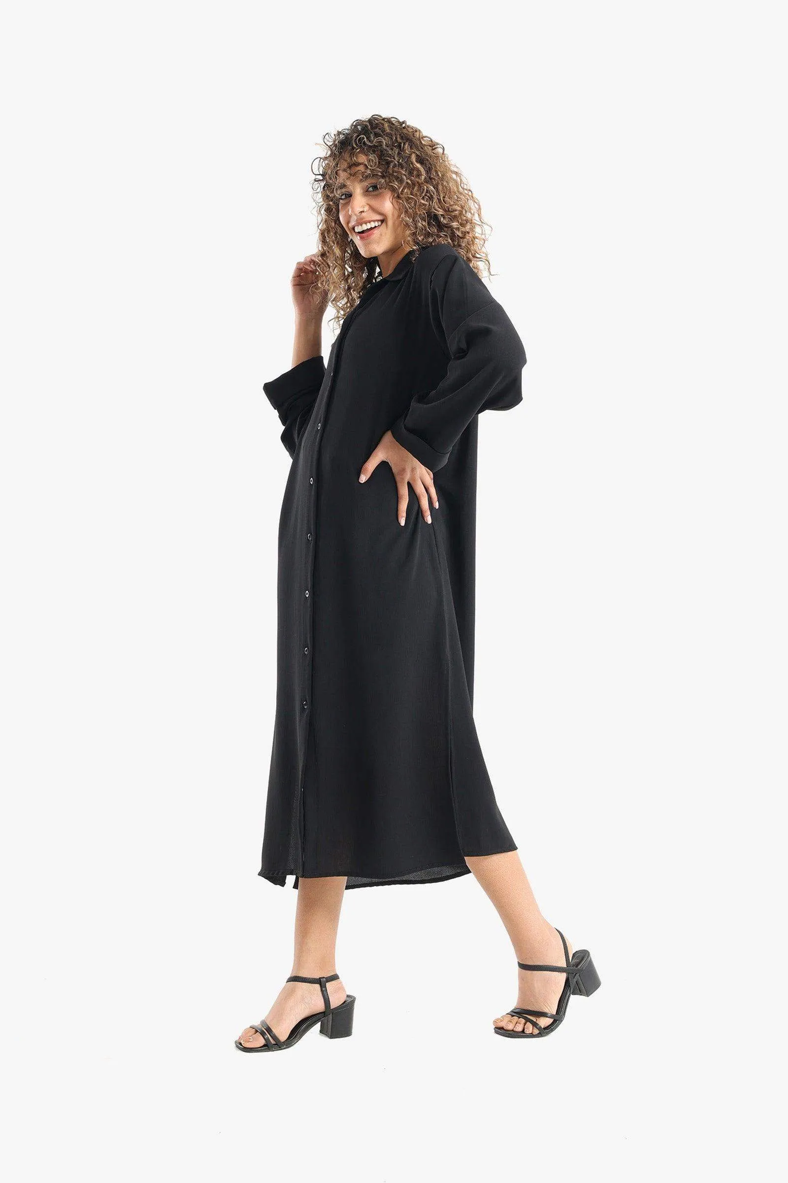 Voile Solid Shirt Dress