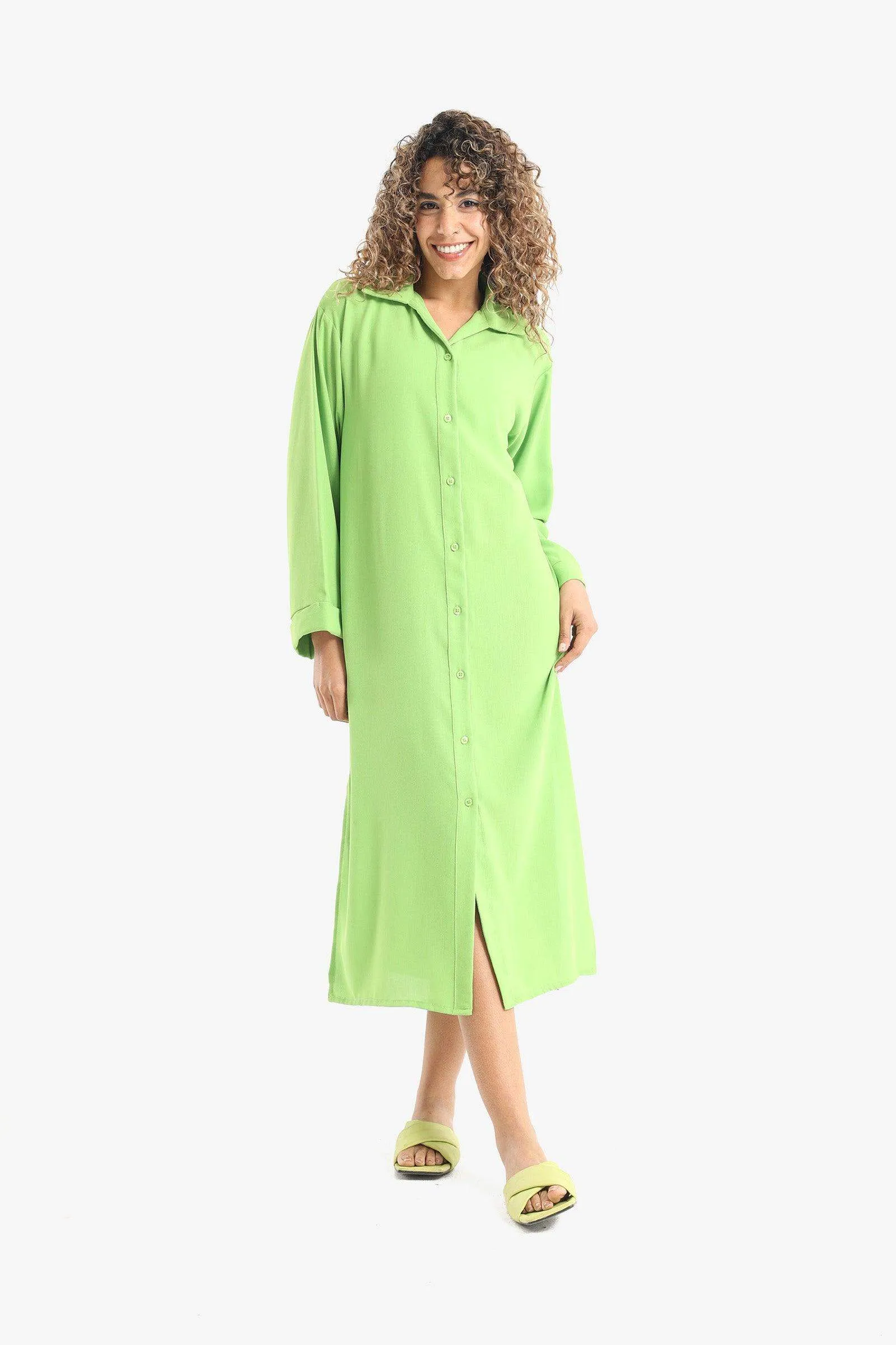 Voile Solid Shirt Dress