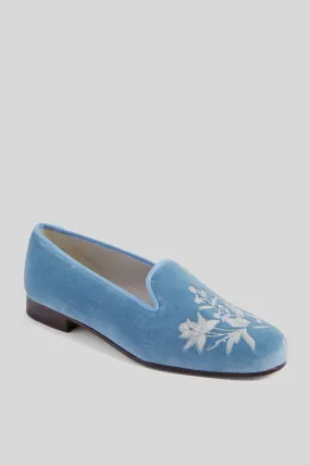 Wedgewood Blue Velvet Chinapaper Slippers