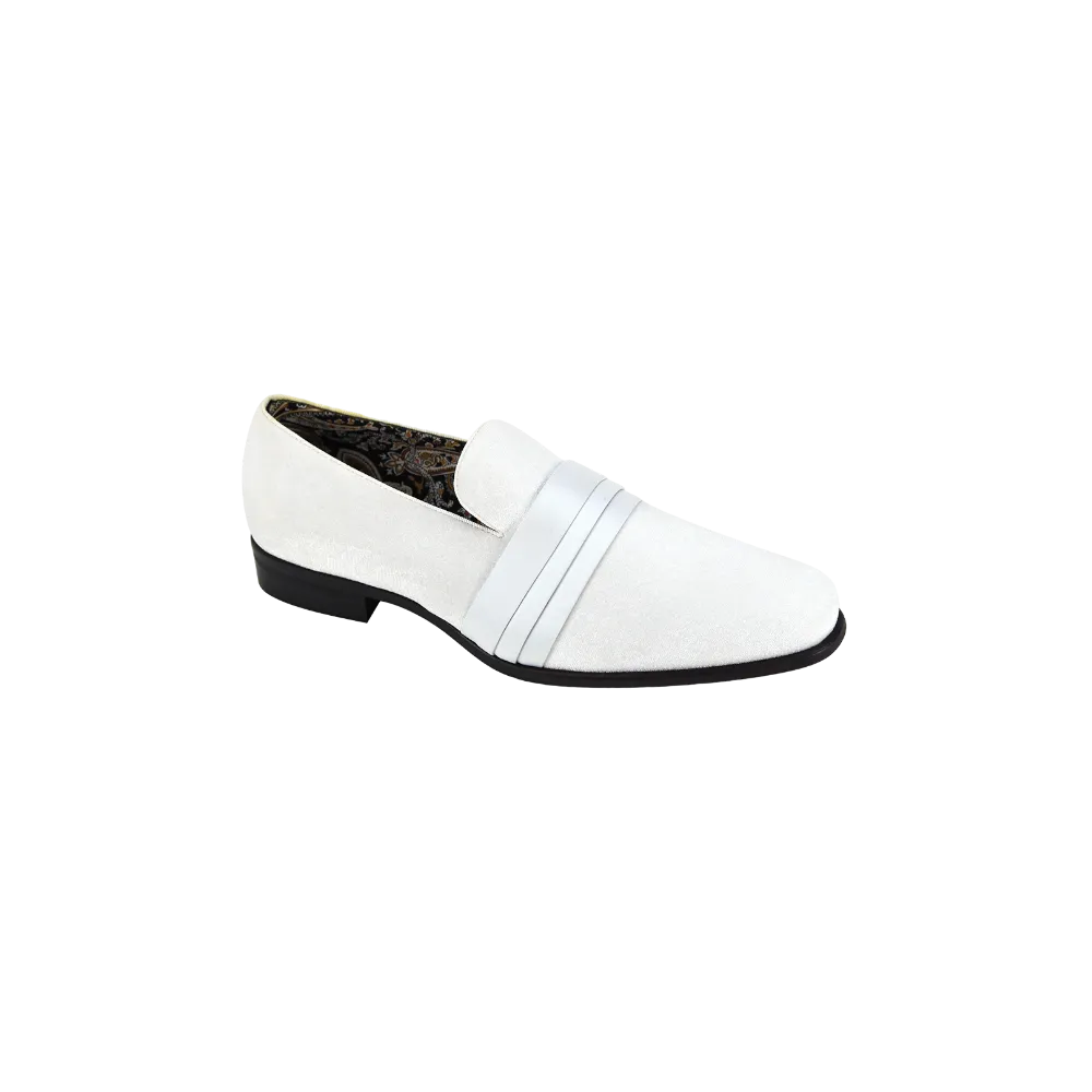 White Men's Velvet Loafer Prom Fashion Design Shoes Style-7021