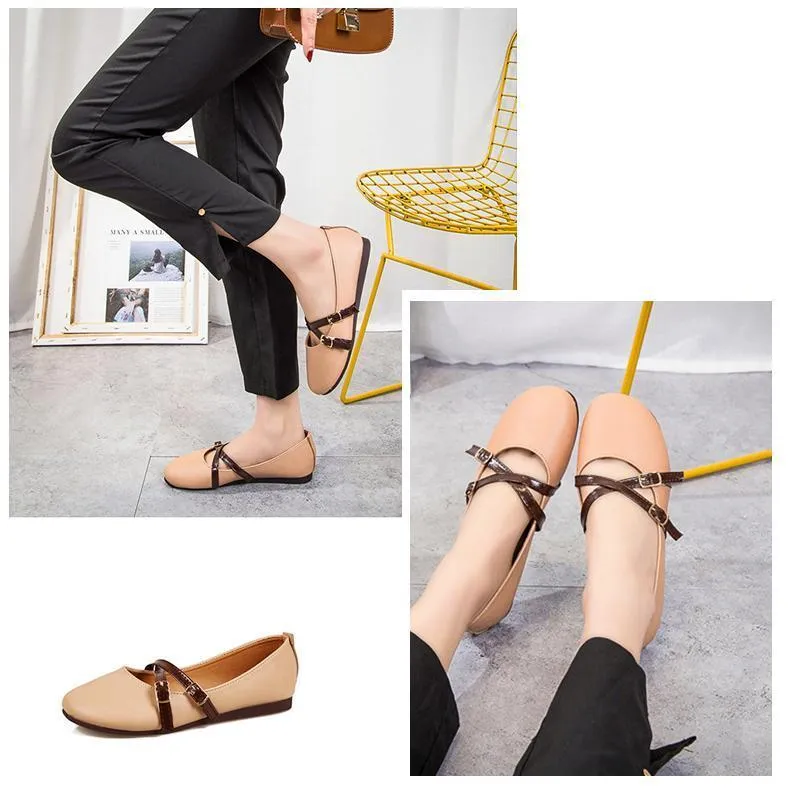 Women's Crisscross Buckle Ballet Flat