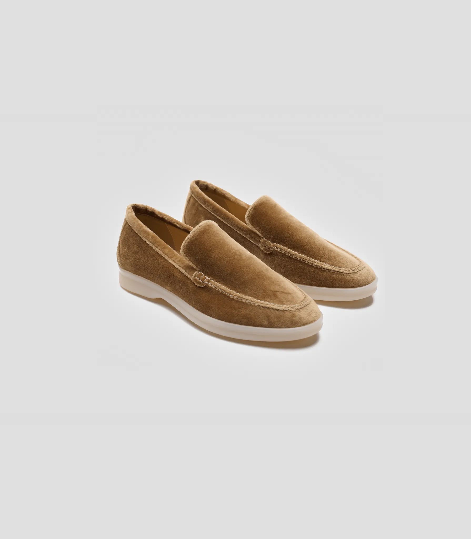 Women's Velvet Vegan Loafers | Taupe