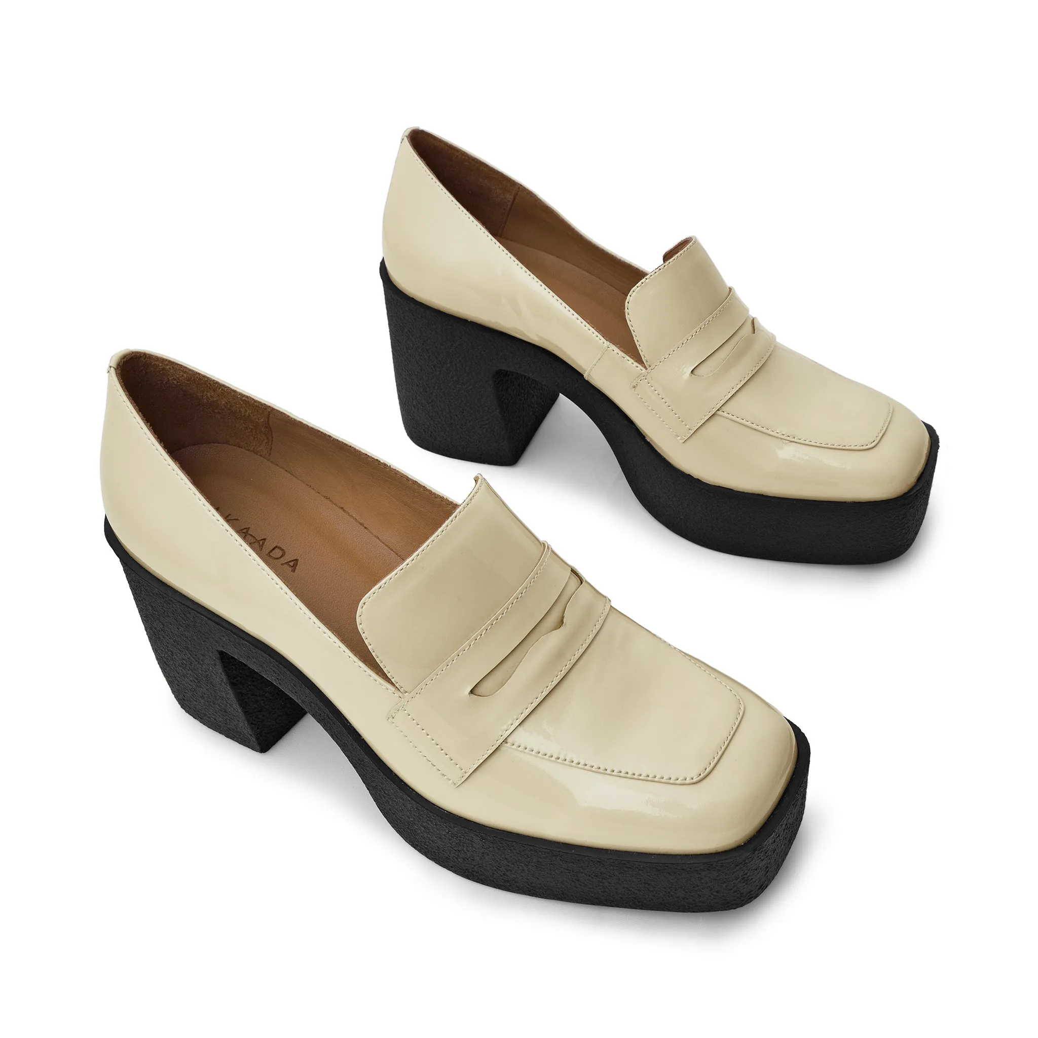 Yoko Cream Patent Leather Chunky Loafers